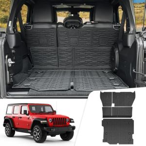 Cargo Liner with Seat Back Cover Fit for 2018-2024 Jeep Wrangler JL Unlimited 4 Door 4X4, Cargo Mat TPE Seat Back Protector for Je