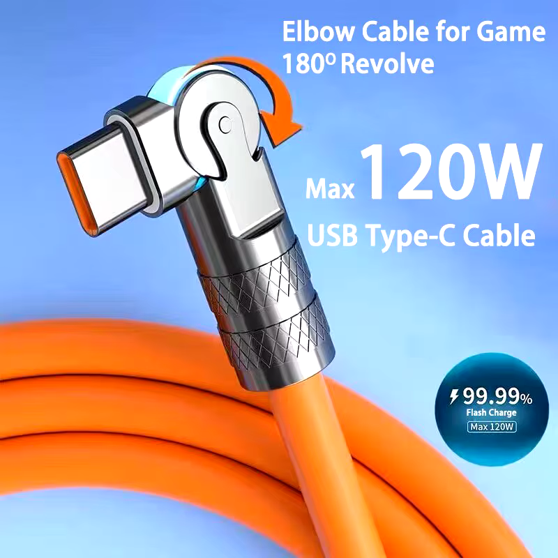 tools all cars, camping Car accessories 120W 7A Fast Charge USB Type C Cable 180 Degree Rotation Elbow Cable for Game for Xiaomi Redmi Honor Phone Charger USB C Cable